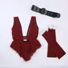 Womens Jumpsuits Rompers BKLD Sexy Outfits Christmas Party Clubwear Deep VNeck Feathers Patchwork Bodysuit Clothing With Belt 230214