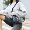 Midjeväskor Kvinnor Bältpåse Holographic Fanny Pack Hologram Bag Pu Beach Travel Hip Bum Zip Shoulder