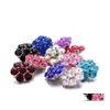 Clasps Hooks Radiant Colorf Rhinestone Chunk Clasp 18Mm Snap Button Zircon Flower Charms Bk For Snaps Diy Jewelry Findings Supplie Dh0M4