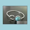 Charm Bracelets Brand Turquoise Bangles Sier Bangle Wholesale Moon Cuff Drop Delivery Jewelry Dhqbf