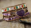 Braccialetti avvolgenti a forma di cuore di lusso con filo di cristallo diaspro 3 fili braccialetto a catena in pelle gioielli di moda bijoux goccia
