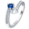 Anéis de casamento Hainon moda fina adorável azul de zircão de zircão design micro pavimentado anel de noivado CZ para mulheres