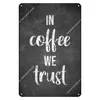 Vintage Coffee House Art Decor Plaque en métal Tin Sign Retro Cafe Open Poster Wall Poster Wall Art Room Plaques décoratives 20cmx30cm Woo