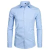 Mens Casual Shirts Top Quality Dress Fashion Slim Fit Long Sleeve Men Black White Formal Button Up Chemise Homme 230214