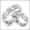 حلقات الزوجين Sier Cross Crown Copper مع الزركون للعشاق خاتم الزواج من الرجال والنساء إسقاط المجوهرات DHJ0H