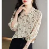 Women's Blouses Women Loose Long Sleeve Tops Casual Print Shirt Summer Office Lady Elegant Blouse Streetwear Fashion V125