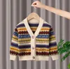 ropa de diseñador para niños Cárdigan de rayas de colores suéteres para bebés prendas de punto Jumper abrigo para niños B100