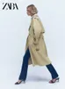 Trench da donna ZABA ZAR Donna Temperamento francese Autunno Fashion Design Tunica vintage Fasce larghe Retro Giacca a vento doppio petto Donna Y2K 230215