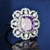 Cluster Rings For Women S925 Sterling Classic Vintage Royal Nobility Fine Jewelry Big Cubic Zirconia Rectangle Stone Ring Anel