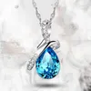 Collares con colgantes, collar chapado en plata de alta calidad, accesorios para niñas, gargantilla de gota de agua rosa de cristal brillante, regalo para mujer