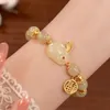 10 Pcs Style Chinois Jade Lapin Bénédiction Élastique Perlé Bracelet Pour Femmes Charme Lapin Animal Bracelet Bijoux Cadeaux