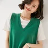Women's Tanks Women's Sweater Jacket Vest T-Shirt 2023 Spring And Autumn V-neck 100 Pure Wool Knit Large Size Top Korean Loose Casual