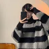 Maglioni da uomo Autunno Inverno Dolcevita Manica lunga Maglione con stampa a righe Uomo Donna Vintage Addensare Moda Hit Colore Harajuku Oversize
