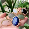 Bagues De Grappe Agates Naturelles Strass Bague En Cristal Rose Quartz Lapis Labradorite Opale Pierre Ouverture Manchette Femmes Fête De Mariage Bijou Dhz8E