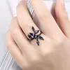 Cluster Rings Selling Female Jewelry Color Black Gold Vintage Leaf Women Wedding Engagement Ring Beautiful Anniversary Gift