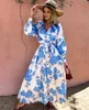 Casual Dresses Red Dot Print Boho Long Chiffon Summer Beach Elegant Midi Women's Dress Floral V-Neck Folds Ruffles Wrap Dresses Split Vestidos T230210