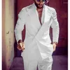 Costumes pour hommes Blanc Hommes Slim Fit Double boutonnage Tuxedo de mariage pour le marié 2 pièces Style formel Veste de mode masculine avec pantalon 2023