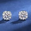 Orecchini a bottone 2023 argento sterling 925 gemma micro-set quadrato moissanite per le donne che fanno gioielli regalo festa di fidanzamento