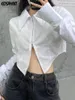 Chemisiers pour femmes Double fermeture éclair Chemisier élégant Femmes Mode coréenne Y2k Esthétique Long Seeve Chemises Femme Harajuku Solid All Match Crop