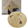 Berets Handmade Weave Sunshade Straw Cap Unisex Chinese Style Bamboo Rattan Hats Dance Props Cone Fisherman Hat Tourism Rain Caps