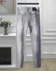 Mens Jeans Casual Pants Luxury Designer Brand High Street Straight Jean Blue Washed Big Hole Zipper Biker Black Pant 29-40 #028