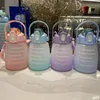 Water Bottle 1300ML Net Red Frosted Chubby Cup Outdoor Sports Plastic Portable Shoulder Strap Bounce Big-bellied Straw