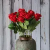 Dekorativa föremål Figurer 3 5 10 20st Roses Artificial Flower Flower Branch Red Real Touch Fake For Wedding Home Decor 230215