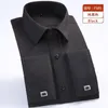 Men's Casual Shirts Quality Gentle Formal Mens French Cuff Dress Shirt Men Long Sleeve Solid Striped Style Men's Shirts Cufflink Include Plus Size 230215