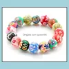 Charm Armband Armband Bangle Ly Polymer Clay Flower Colorf Round P￤rlor Drop Leverans smycken DH1er