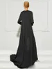 Sukienki imprezowe Czarne kombinezony wieczorne suknie z kurtką dwa kawałki Koraliki aplikacyjne iluzja