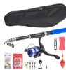 Spining Fishing Rod And Reel Combo Kit Set With Line Lures Hooks Carry Bag