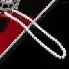Choker barock vintage vit diameter 7,5 mm pärlhalsband 2023 Trend koreanska pärlor halsband för kvinnor män flickor tonåringar hals smycken