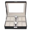 Montres Boîtes Cas Portable En Cuir 10 Fente Montre Boîte De Rangement Organisateur En Verre Montre Bijoux Vitrine Organisateur Bijoux Coffrets Cadeaux Cas 230215