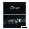 Bant Yüzük Toptan Sevimli Vintage Emerald Fantezi Mücevher Retro Hissetmek Tatlı Kadın Kristal Damla Teslim Dhzwe