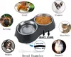 Cuencos para perros de acero inoxidable de diseño Cuencos para gatos con soporte para alimentos y agua, plato para perros pequeño elevado antideslizante, comedero para mascotas elevado antideslizante, apto para lavavajillas rosa J09