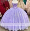 2023 Сиреневые платья Quinceanera, украшенные бисером, кристаллами и блестками, вырез в форме сердца, длина до пола, корсет сзади, сладкий 16, вечеринка по случаю дня рождения, выпускной бал, вечерние платья 401 401