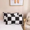 Bedding Sets Black and White Set Grid Lattice Linen Linen SummerDuvet Sets Cover Size King Size Consolador Rainha Twin Quarto Luxo 230215