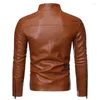 Herrjackor 2023 Autumn Leather Motor Men Fashion Slim Bomber Waterproof Zipper Kläder Male Stand Collar Plus Size 4XL Overcoat