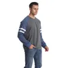 Hommes t-shirts mode hommes chemise col rond manches raglan couleur correspondant confortable haut à manches longues pull 2023 printemps