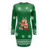 Casual Dresses Vintage Elegant Christmas Dress Women Long Sleeve Reindeer Letter Print Party Xmas Year Ladies Bodycon Mini