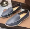 Luxury Men's Women Loro Walk Shoes Mens Nubuck Flats Dress Shoe Piana Leather Luxury Designer Stone Pattern Officiell plus storlek 35-45
