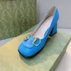 Sukienka buty blokowe obcasy podwójne g Mary-Jane Pumps Buty łodzi 2023 Designerskie kobiety ślubne buty sandałowe sandał slajdów metalowy burza kwadratowa palca