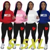 Plus storlekar XS-5XL Women Tracksuits Two Pieces Set Designer 2023 Stora modebrev Tryckta kontrastfärg kostym sport damer sportkläder 4 färger