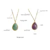 Pendant Necklaces Stainless Steel Gold Color Curb Link Chain Necklace Green Purple Drop Pendants Women Party Jewelry Gifts 39cm Long 1PC