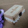 Jewelry Pouches Vintage Mr & Mrs Wooden Ring Box With Cotton Lace Holder Case Wedding Party Bearer Gift