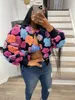 Vestes pour femmes hiver rétro peluche laine fleurs broderie Cardigan Ins manteau à manches longues culture Y2K Streetwear fourrure 3D fleur Bomber veste 230215