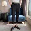 Men's Suits Summer Slim Thin Solid Color Nine-point Pants Male Matching Belt Casual Small Foot Trousers Korean Version Business Social