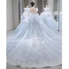 Luxe ketting baljurk trouwjurken elegante trouwjurken mooie lange mouwen batau -kanten applique bruidsjurken lange bruidsjurk Vestidos de novia