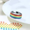 Кольца кольца Rainbow LGBT Rings Jewelry Curvagement Party Bagues Titanium 316L Группы из нержавеющей стали для пары любовников.