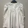 Kobiety bluzki Kuzuwata Japońskie sąd retro francuska romantyczna koszula luźna cienki temperament szyi Blusas Mujer de moda 2023 biały kwiat
